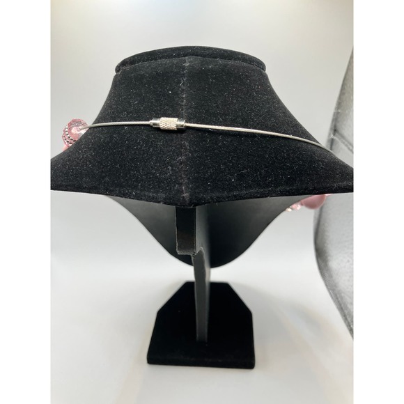 Pink Beaded Crystals Silver-Tone Necklace! - Picture 4 of 9